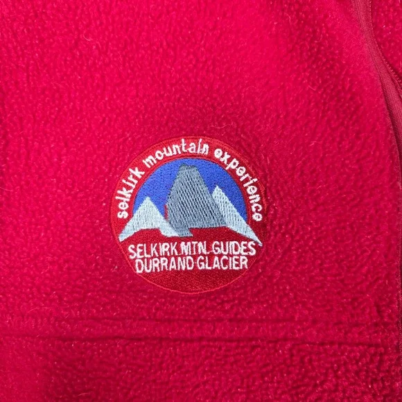Patagonia Synchilla Vest USA 90s Red Selkirk Glacier Guide Patch Vintage Fleece